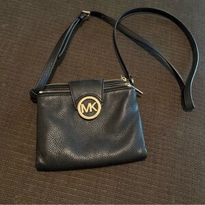 Michael Kors Black Crossbody Bag with Gold Logo